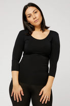 Tani 3/4 Sleeve Scoop Top | Black 79245_Silvermaple Boutique