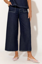 Adorne Emmie Contrast Stitch Pant | Denim_Silvermaple Boutique