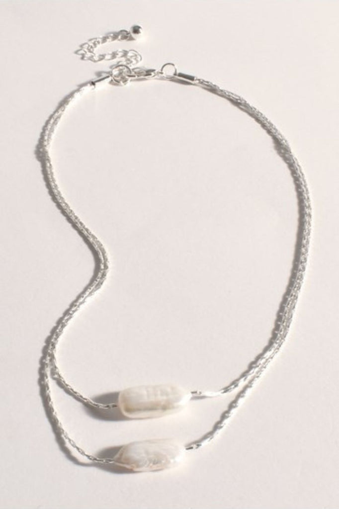 Adorne Layered Fine Pearl Necklace | Silver/Cream_Silvermaple Boutique