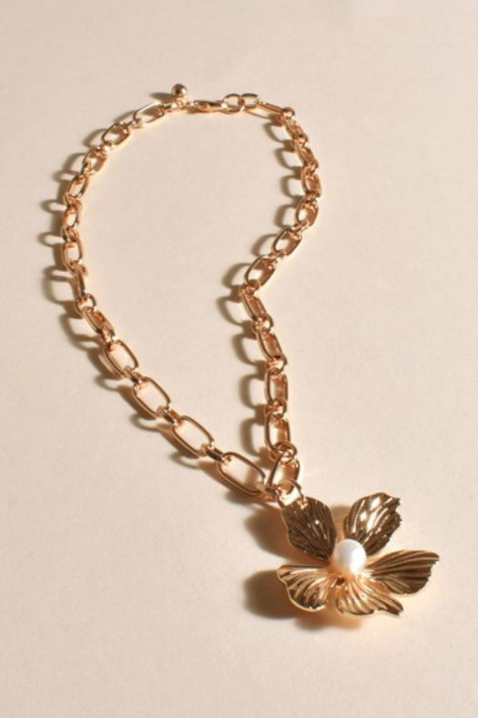 Adorne Statement Kalani Orchid Cluster Necklace| Gold_Silvermaple Boutique