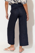 Adorne Nisha Cropped Linen Pant | Navy_Silvermaple Boutique