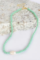 Adorne Glass Crystal Pearl Necklace | Mint/Cream_Silvermaple Boutique