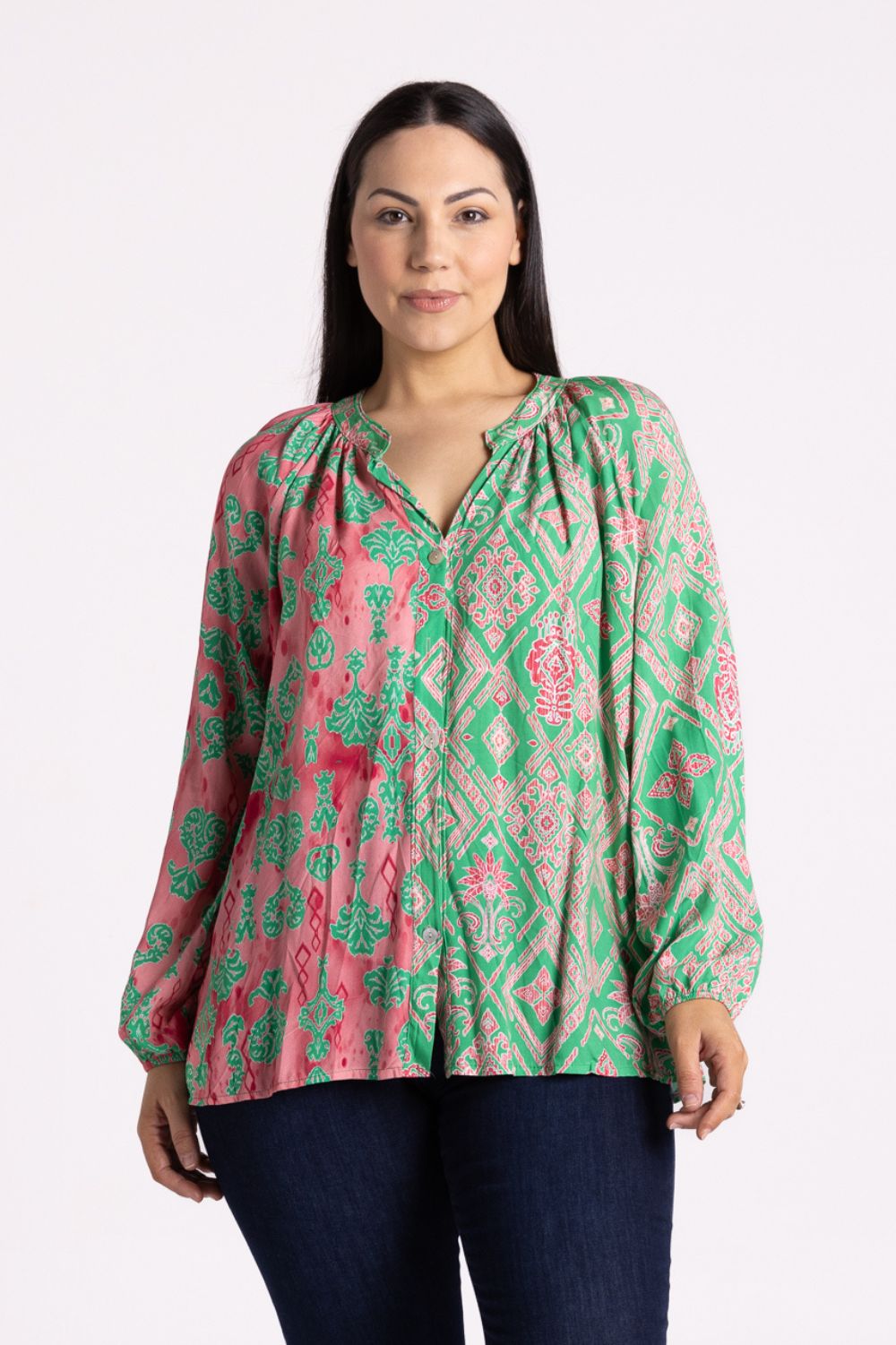 Silvermaple Collection - Amalfi Mosaic Shirt | Green/Pink - Shirt - Silvermaple Boutique 