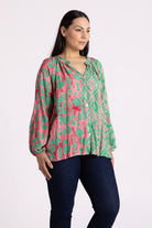 Silvermaple Collection - Amalfi Mosaic Shirt | Green/Pink - Shirt - Silvermaple Boutique 