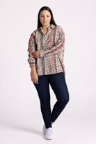 Silvermaple Collection - Aztec Stripe Shirt | Mahogany - Top - Silvermaple Boutique 