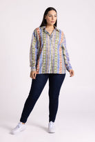 Silvermaple Collection - Aztec Stripe Shirt | Marine - Top - Silvermaple Boutique 