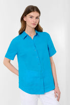 Brax Vel Blouse | Aqua_Silvermaple boutique