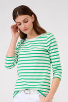 Brax Colletta Stripe Top | Apple Green_Silvermaple Boutique