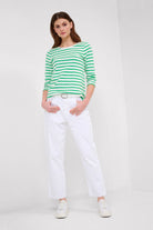 Brax Colletta Stripe Top | Apple Green_Silvermaple Boutique