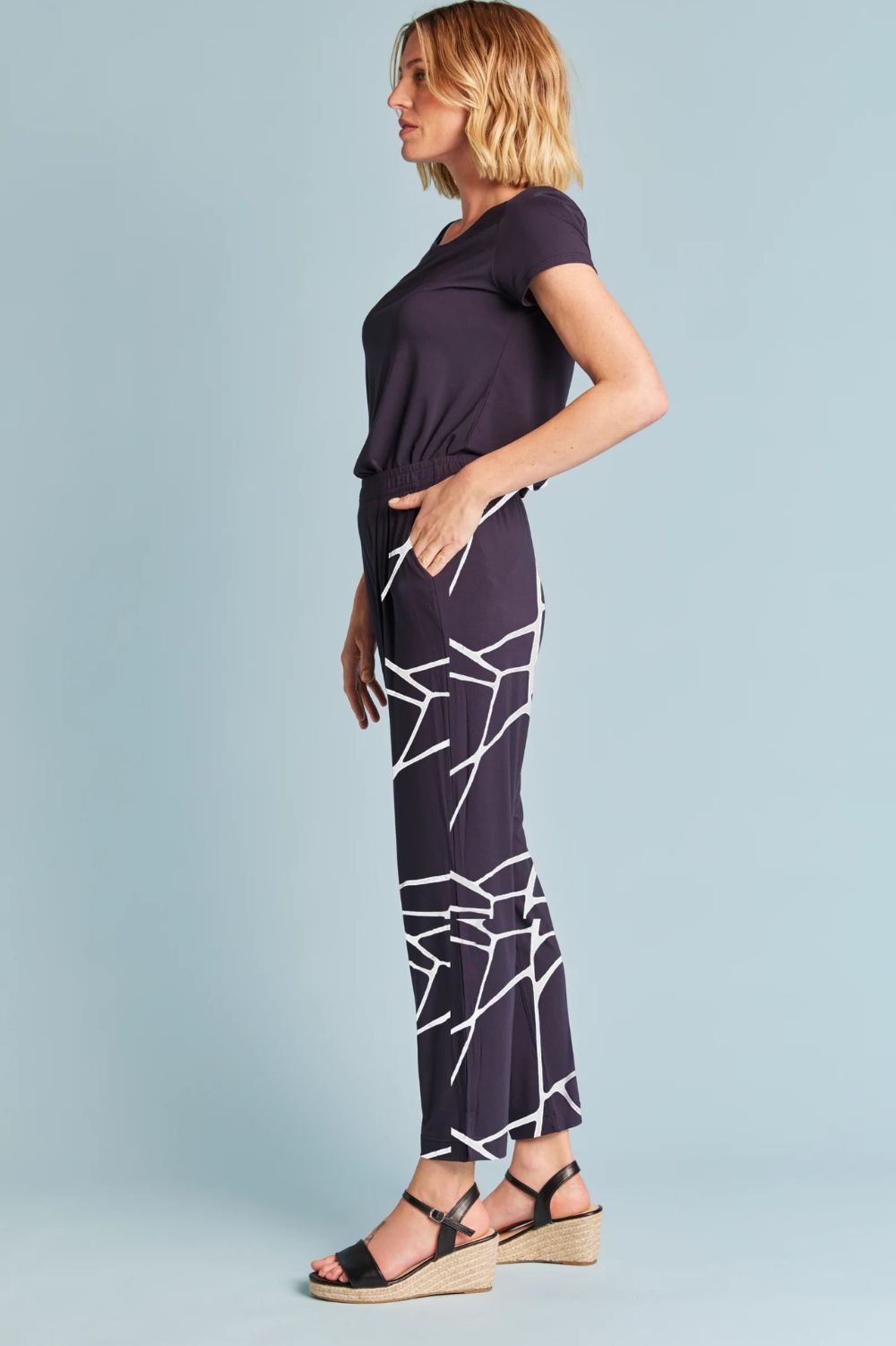 Tani Breeze Pant | Navy Marble_Silvermaple Boutique