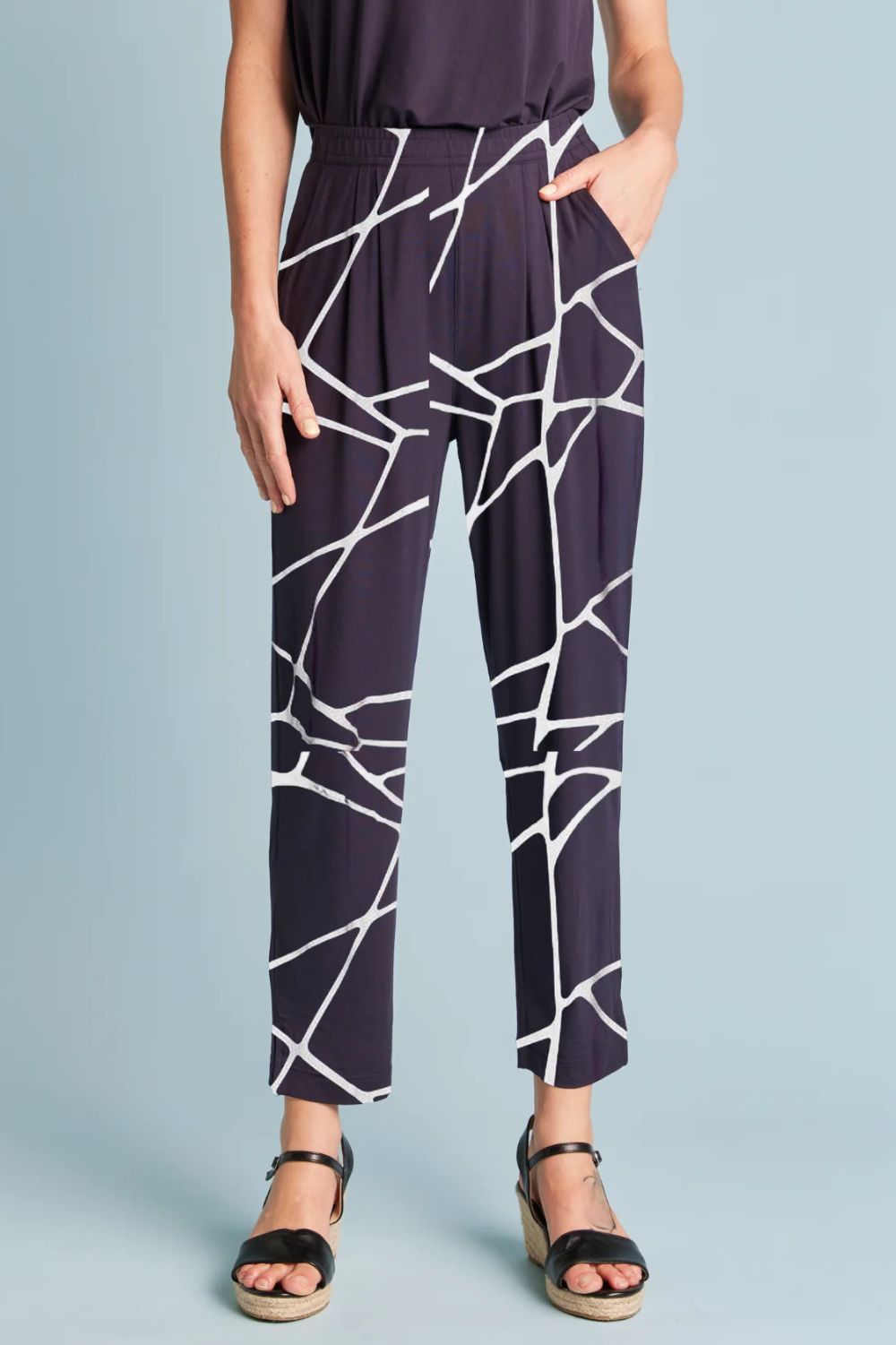 Tani Breeze Pant | Navy Marble_Silvermaple Boutique