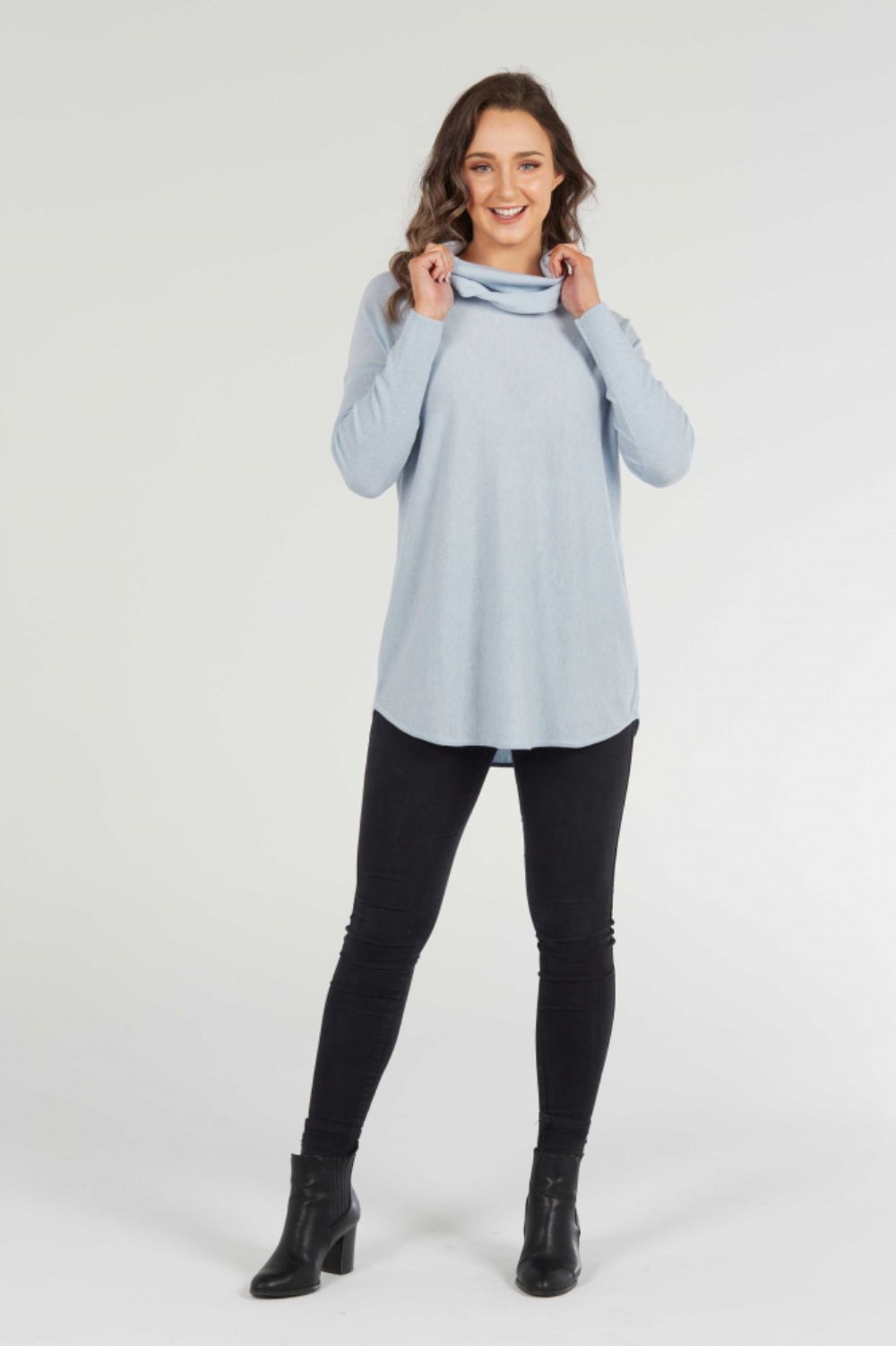 Bridge & Lord Essential Curved Hem Cowl Neck | Baby Blue _ Silvermaple Boutique