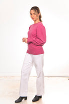 Bridge & Lord Crew Neck Pullover With Puff Sleeve | Pink Rose_Silvermaple Boutique