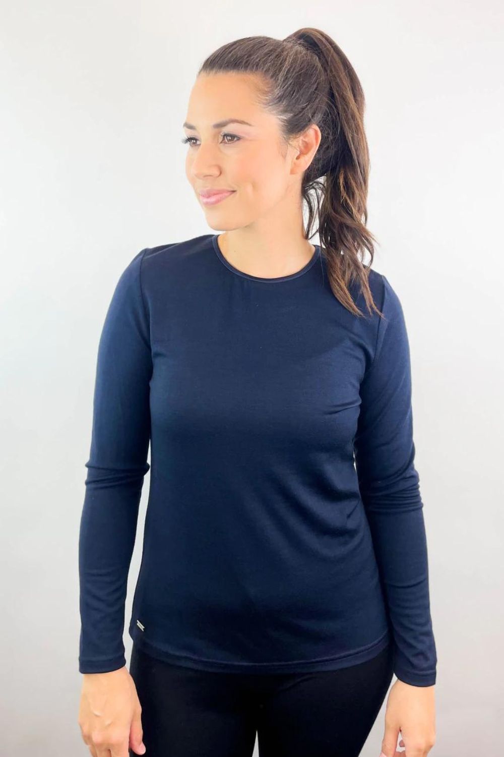 Ebony Satin Crew Neck | Navy_Silvermaple Boutique