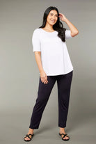 Tani Elbow Swing Tee | White 79765_Silvermaple Boutique