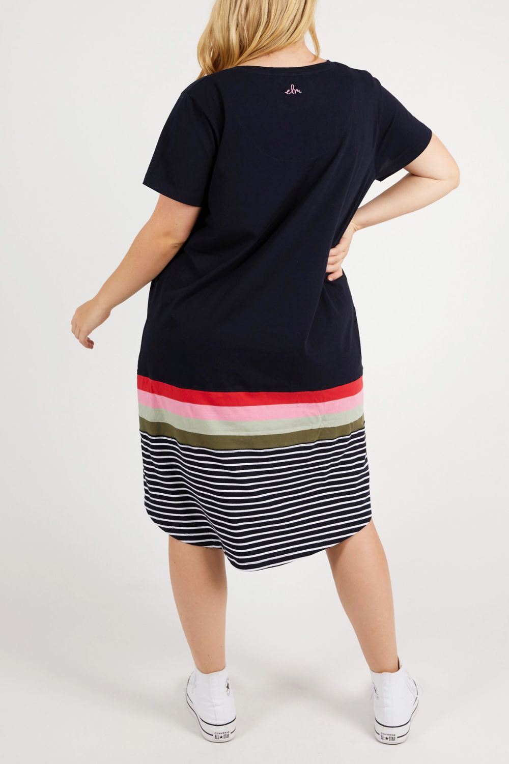 Elm Lifestyle Terra Tee Dress | Navy & White Stripe_Silvermaple Boutique