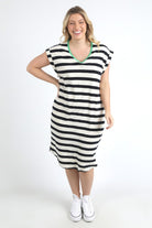 Elm Lifestyle Sunny Tee Dress | Navy & White Stripe_Silvermaple Boutique