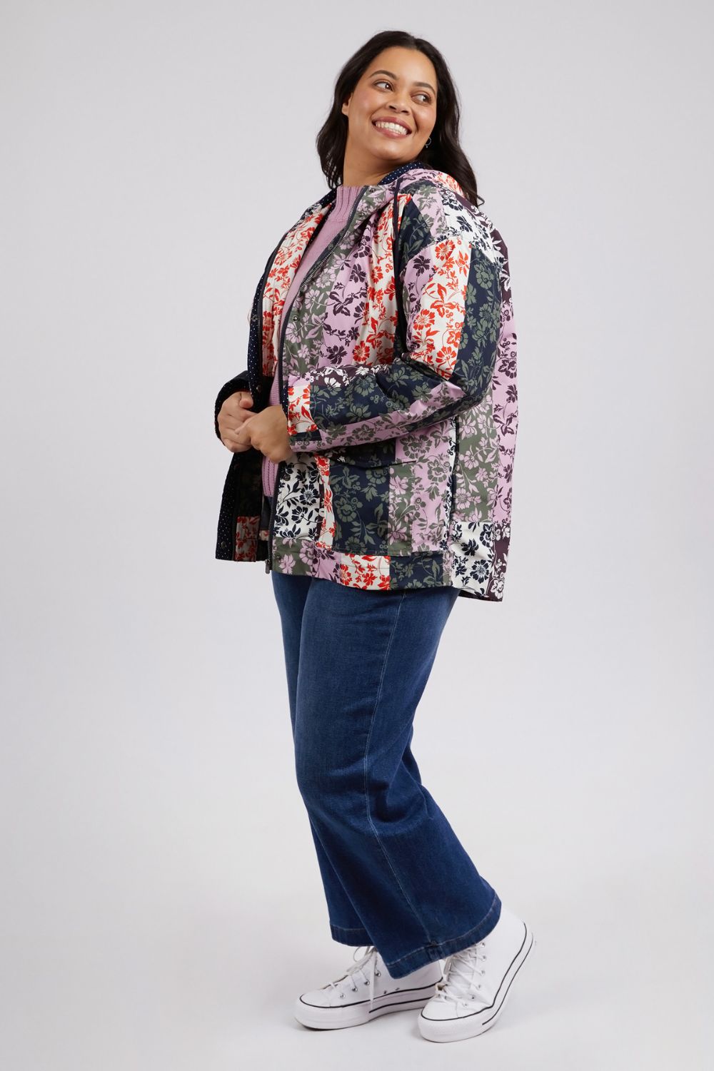 Elm Lifestyle Linear Floral Raincoat | Floral Print_Silvermaple Boutique