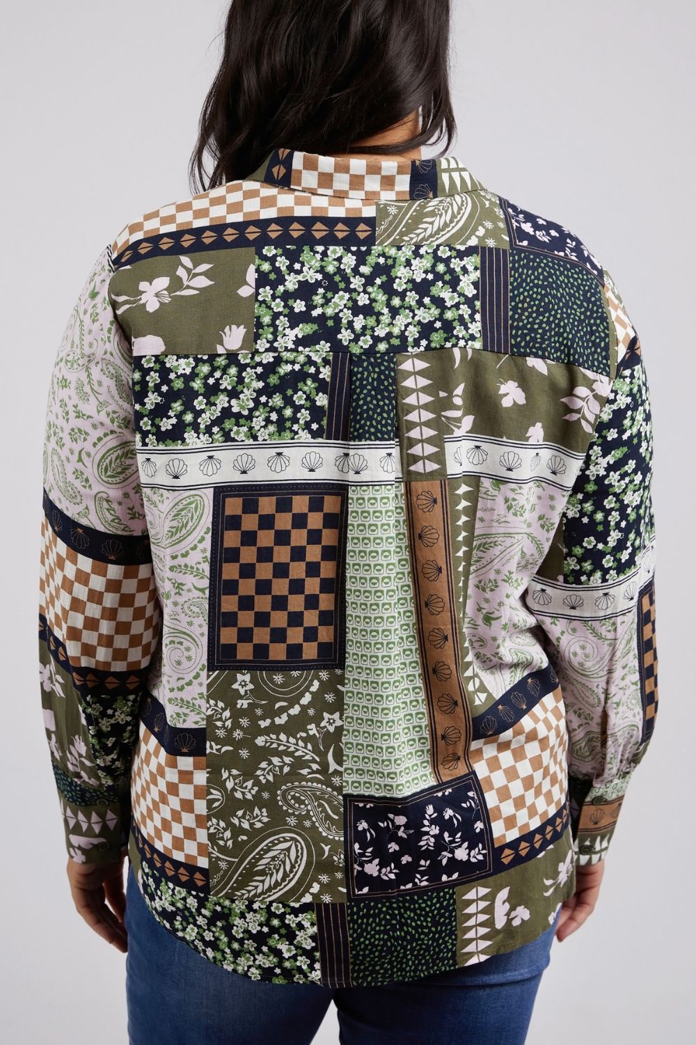 Elm Lifestyle Vetiver Patchwork Shirt | Patchwork Print _Silvermaple Boutique