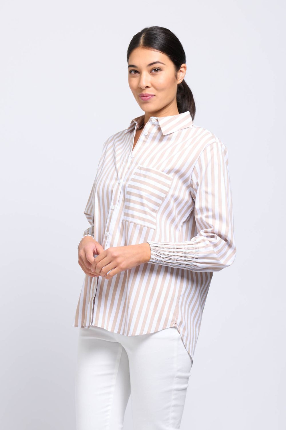 FOIL Off The Cuff Shirt | Sand Stripe_Silvermaple Boutique