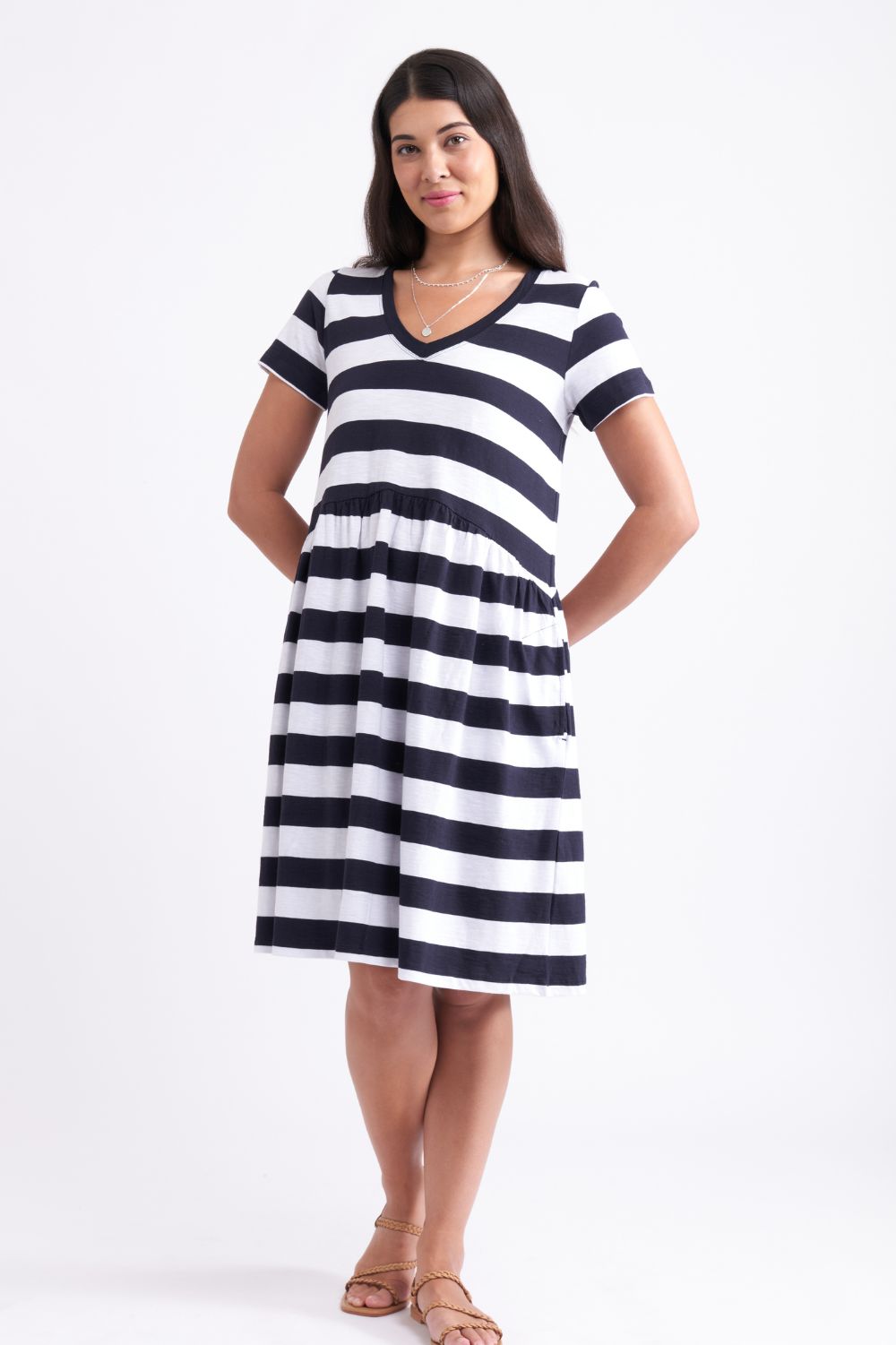 FOIL New Girl Dress | Navy Stripe_Silvermaple Boutique