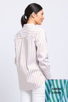 FOIL Off The Cuff Shirt | Green Stripe_Silvermaple Boutique