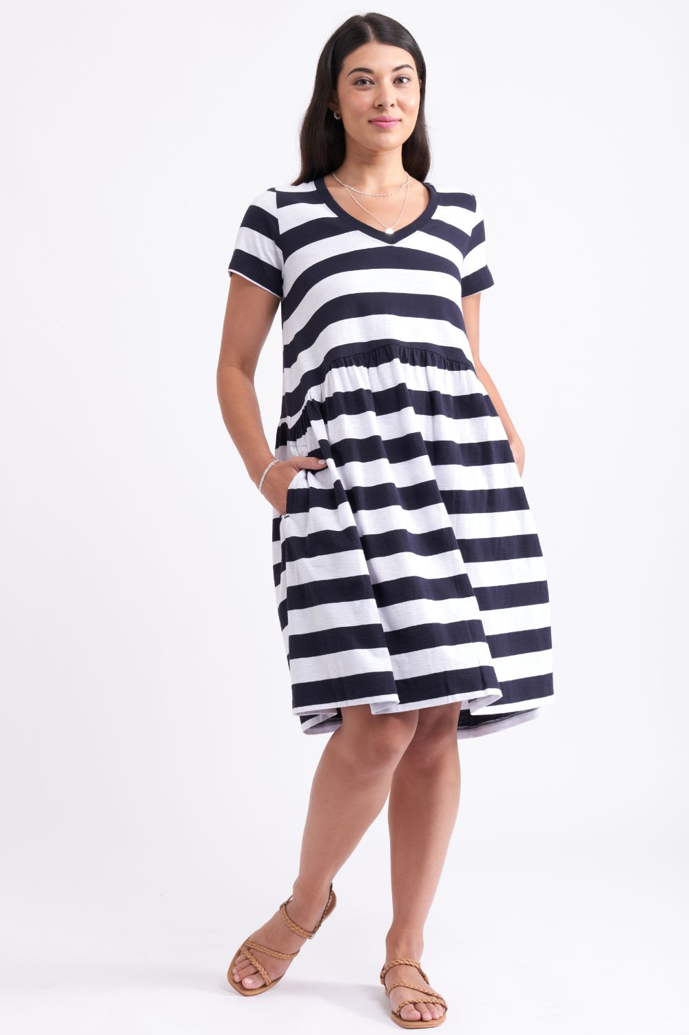 FOIL New Girl Dress | Navy Stripe_Silvermaple Boutique