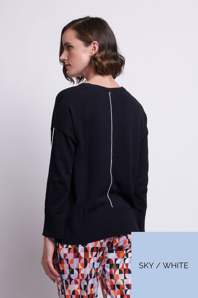 FOIL Pied Piper Sweater | Sky/White_Silvermaple Boutique