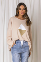 Shine Bright Diamond Sweat | Taupe - Silvermaple Boutique