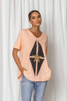 Fashion Express Havana Sequin Tee | Melon_Silvermaple Boutique