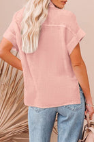 Fashion Express Textured Short Sleeve Shirt | Pink _Silvermaple Boutique