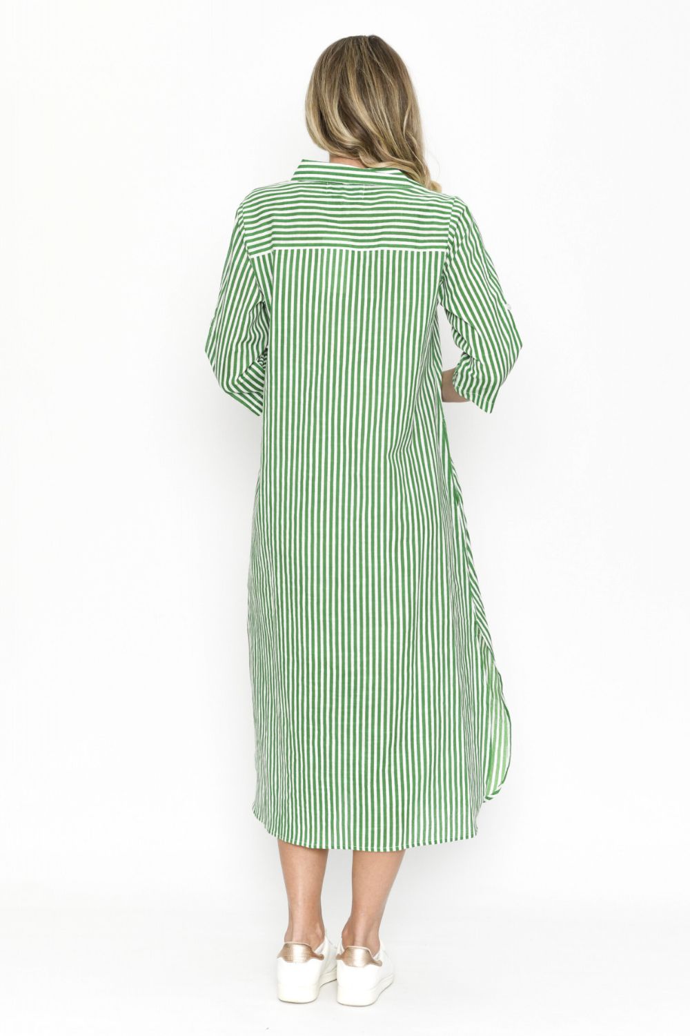 Fashion Express Sofia Shirt Dress | Green Stripe_Silvermaple Boutique