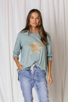 Fashion Express Billie Sequin Star Tee | Sage_Silvermaple Boutique