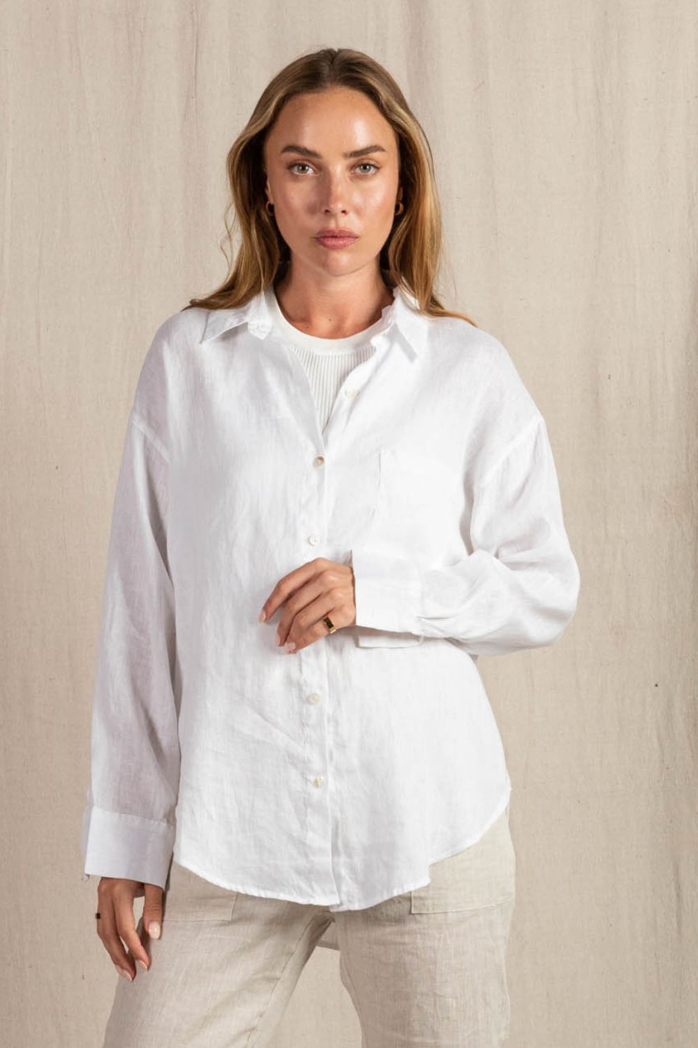 Fashion Express Millie Linen Shirt | White_Silvermaple Boutique