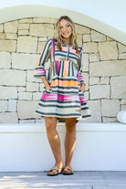 Fashion Express Mediterranean Mini Jacquard Dress | Black/Hot Pink/Orange_Silvermaple Boutique