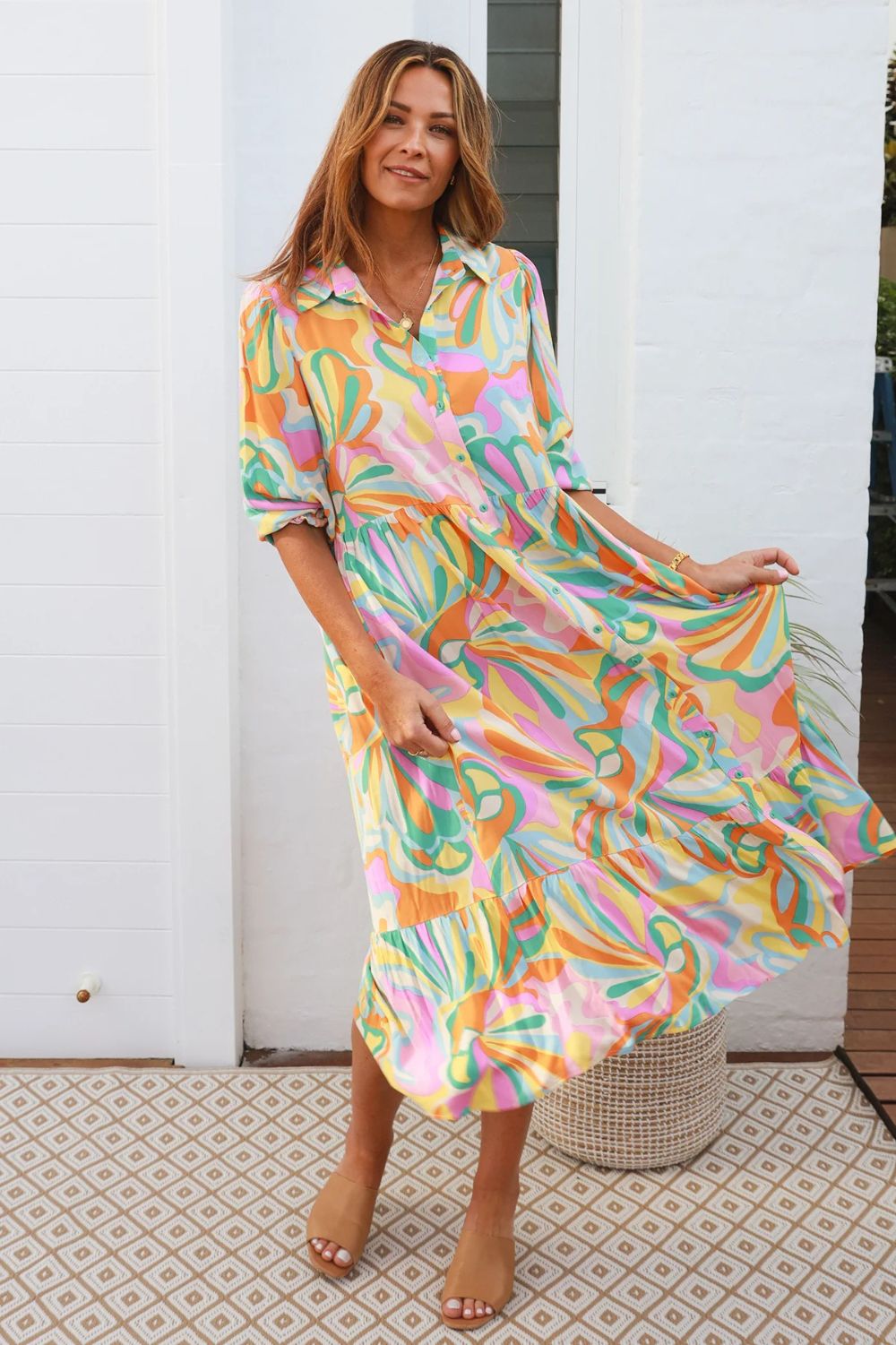 Fashion Express Brielle Midi Dress | Sorbet Swirl_Silvermaple Boutique