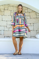 Fashion Express Mediterranean Mini Jacquard Dress | Black/Hot Pink/Orange_Silvermaple Boutique