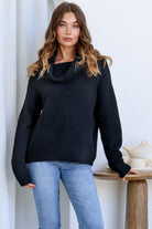 Fashion Express Cowl Neck Knit | Black_Silvermaple Boutique