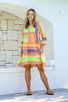 Fashion Express Mediterranean Jacquard Dress | Lime/Pink/Mango_Silvermaple Boutique