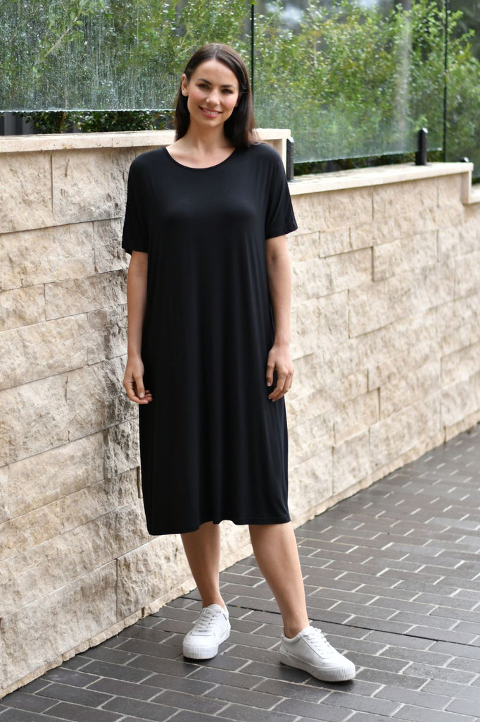Fashion Express Basic Pocket Jersey Dress | Black_Silvermaple Boutique