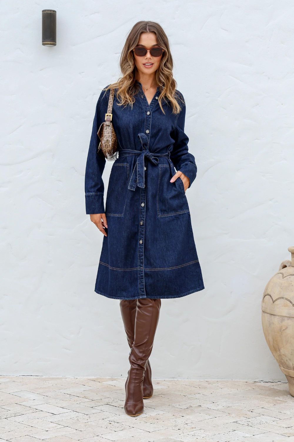 Fashion Express Presley Denim Midi Dress | Indigo_Silvermaple Boutique