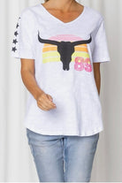 Fashion Express Calypso Steer Print Tee | White_Silvermaple Boutique