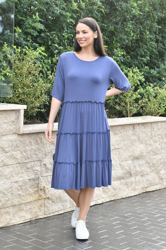 Fashion Express Basic Pocket Jersey Dress | Denim_Silvermaple Boutique