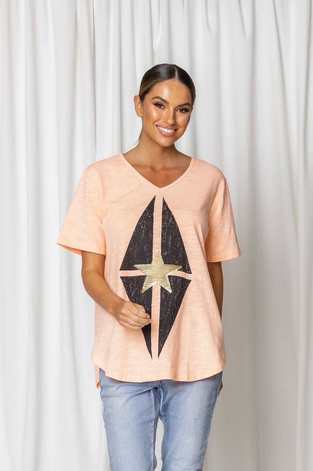 Fashion Express Havana Sequin Tee | Melon_Silvermaple Boutique