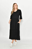 Fashion Express Tiered Jersey Long Dress | Black_Silvermaple Boutique