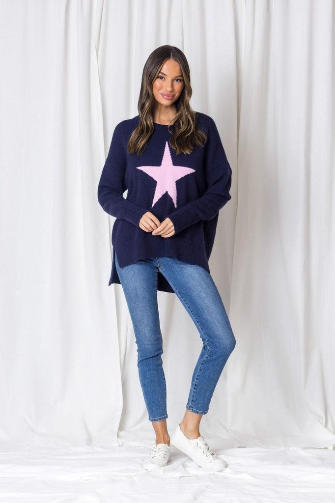 Fashion Express Azalia Star Knit | Navy/Pink_Silvermaple Boutique
