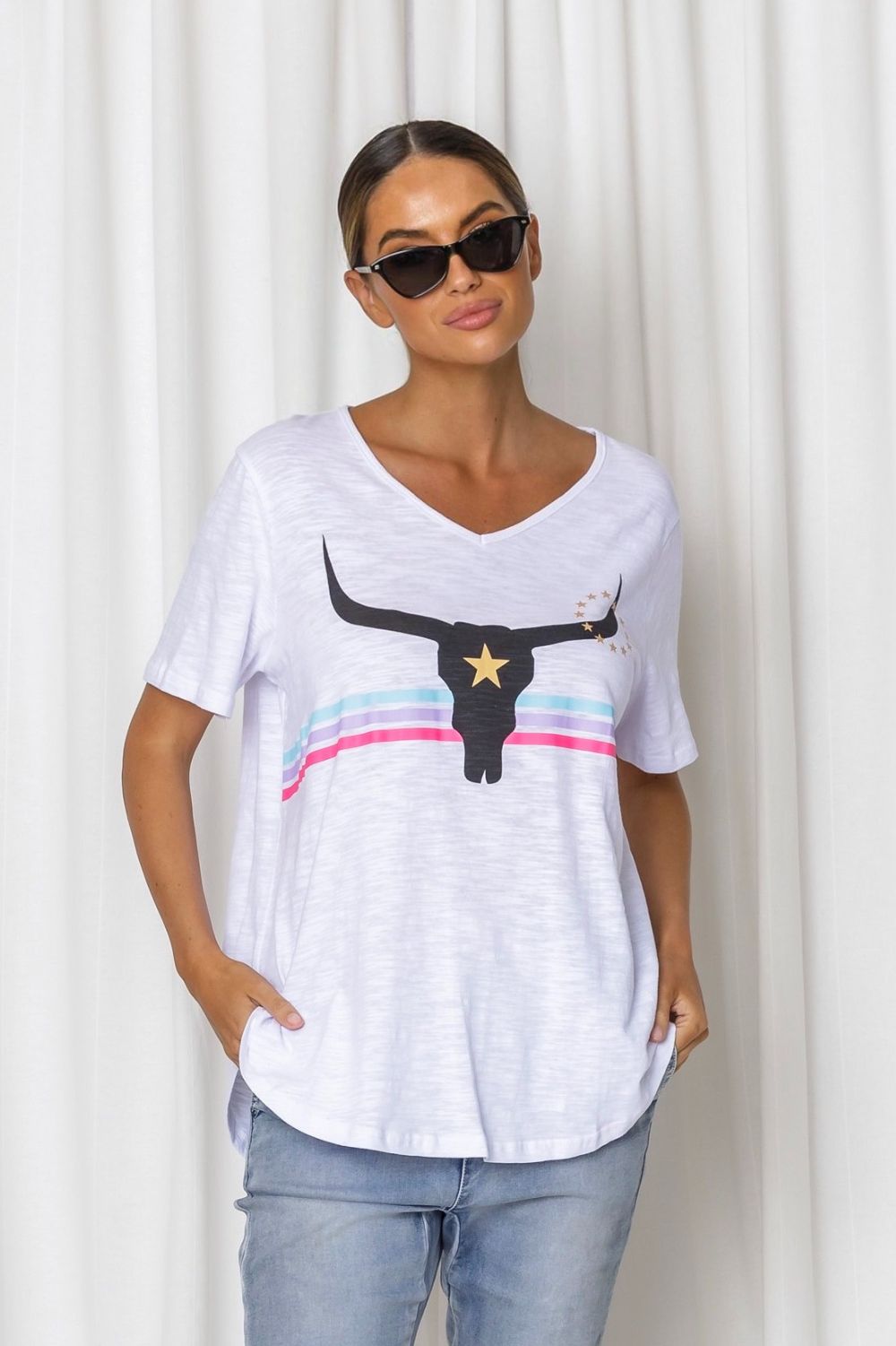 Fashion Express Harley Steer Tee | White_Silvermaple Boutique