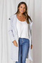 Fashion Express Hudson Stripe Cardi | Grey/White_Silvermaple Boutique