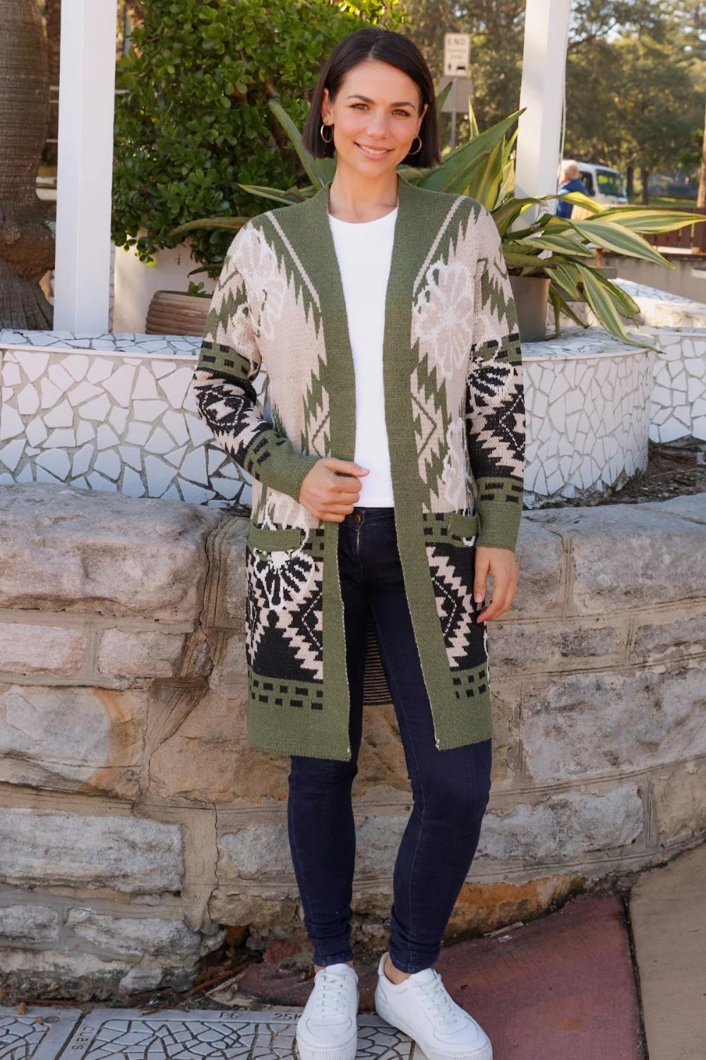 Fashion Express Aztec Cardigan | Olive_Silvermaple Boutique