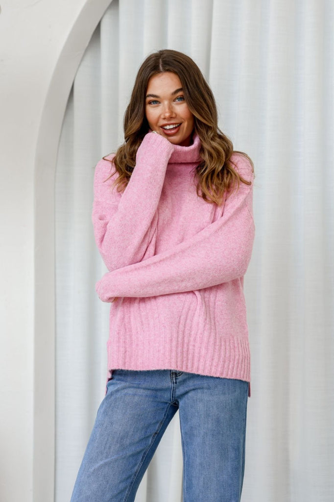 Fashion Express St Moritz Roll Neck Knit | Pink_Silvermaple Boutique